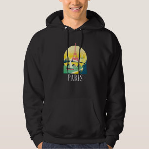 Paris France City Skyline Silhouette Outline Sketc Hoodie