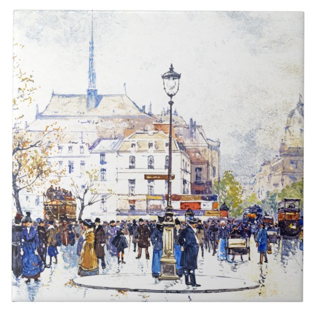 Paris France City Street Scene Art Fashion Tile (Front)