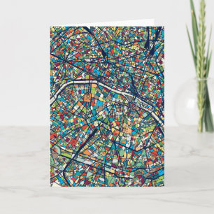 Paris France Colorful Map Card