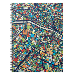 Paris France Colorful Map Notebook