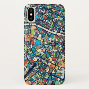 Paris France   Colourful Map iPhone X Case