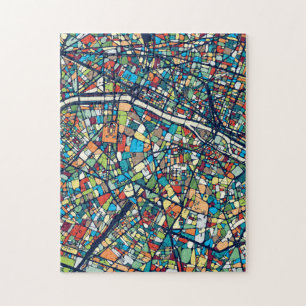 Paris France   Colourful Map Jigsaw Puzzle