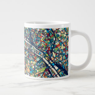 Paris France   Colourful Map Large Coffee Mug