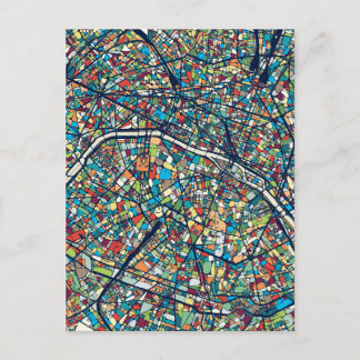 Paris France | Colourful Map Postcard