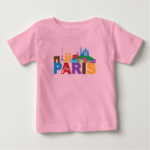 Paris, France Colourful Typography Baby T-Shirt