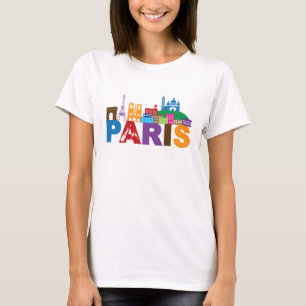 Paris, France   Colourful Typography T-Shirt