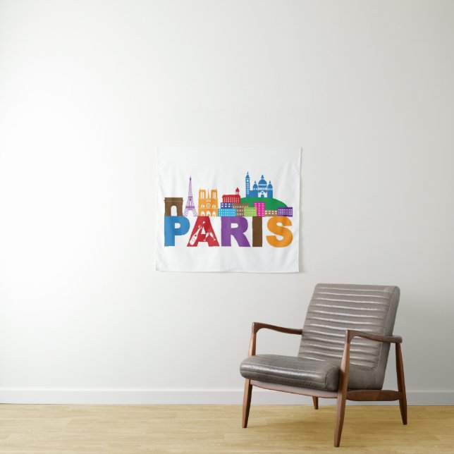 Paris, France | Colourful Typography Tapestry (In Situ (Horizontal))