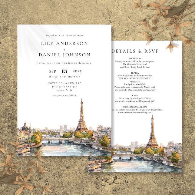 Paris France Destination All In One Wedding Invitation (Paris France Destination All In One Wedding Invitation)