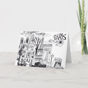 Paris France Doodle Card
