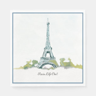 Paris France Eiffel Tower Colour Sketch  Paris Lif Napkin