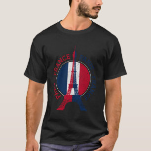 Paris France Eiffel Tower French Flag Travel Souve T-Shirt
