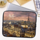 Paris, France Eiffel Tower Monogram Name Initial Laptop Sleeve<br><div class="desc">Computer sleeve with the photo of Paris,  France and the Eiffel Tower with space for your monogram (name and initial)</div>