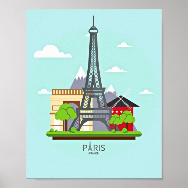 Paris France, Eiffel Tower Poster (Front)