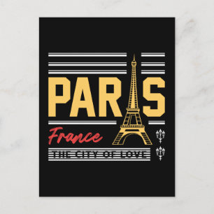 Paris France Eiffel Tower Retro Travel Typography Postcard