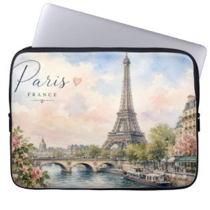 Paris France Eiffel Tower river seine  Laptop Sleeve