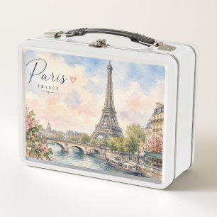 Paris France Eiffel Tower river seine  Metal Lunch Box