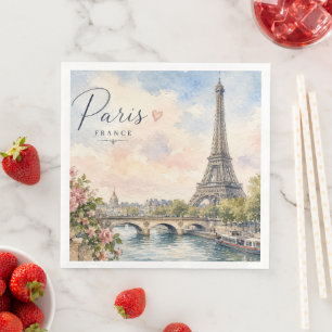 Paris France Eiffel Tower river seine Napkin