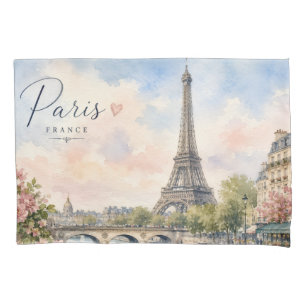 Paris France Eiffel Tower river seine Pillowcase