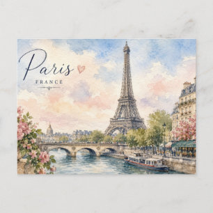 Paris France Eiffel Tower river seine Postcard