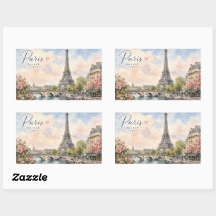 Paris France Eiffel Tower river seine Rectangular Sticker