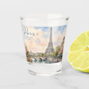 Paris France Eiffel Tower river seine Shot Glass