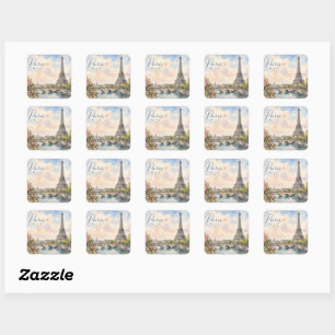 Paris France Eiffel Tower river seine Square Sticker