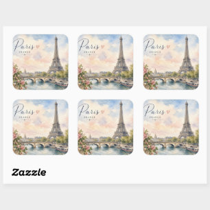 Paris France Eiffel Tower river seine Square Sticker