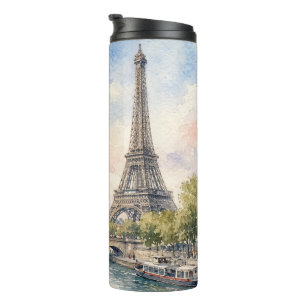 Paris France Eiffel Tower river seine  Thermal Tumbler