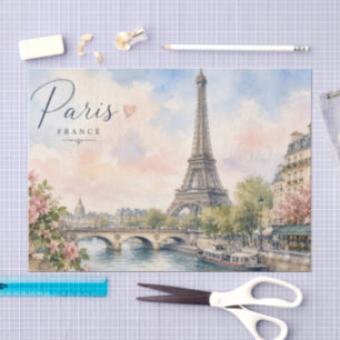 Paris France Eiffel Tower river seine Tissue Paper
