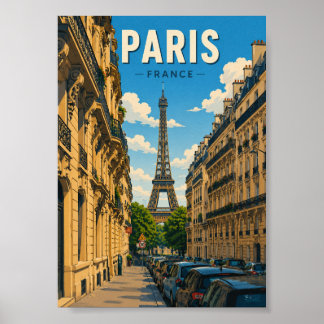 Paris France Eiffel Tower Street View Poster