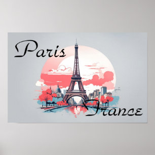 Paris France Eiffel Tower Travel Poster