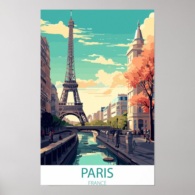 Paris France, Eiffel Tower Travel Wall Poster (Front)