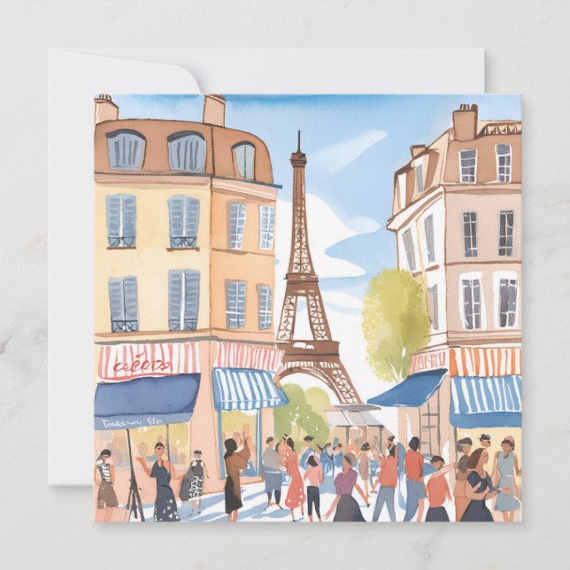 Paris France Eiffel Tower | Watercolor Card (Front)
