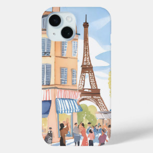 Paris France Eiffel Tower   Watercolor European iPhone 15 Case