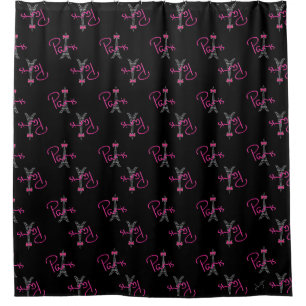 Paris, France, Eiffel Tower with pink bow, modern Shower Curtain