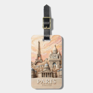  Paris France Europe Modern Pastel Textured Travel Luggage Tag