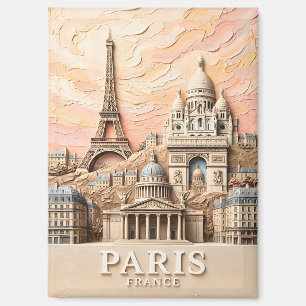 Paris France Europe Modern Pastel Textured Travel Magnet