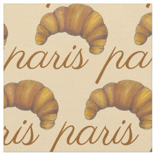 Paris France French Croissant Pastry Bakery Food Fabric