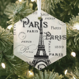 Paris France Gifts and Souvenirs Glass Tree Decoration