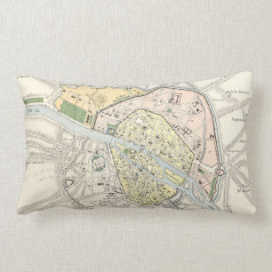Paris, France: Historical, Vintage Map Lumbar Cushion