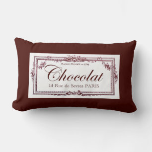 Paris France House of Chocolate Shop Floral Vines  Lumbar Cushion