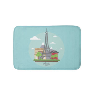 Paris France Landmarks Eiffel Tower Bath Mat
