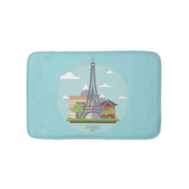 Paris France Landmarks Eiffel Tower Bath Mat (Front)