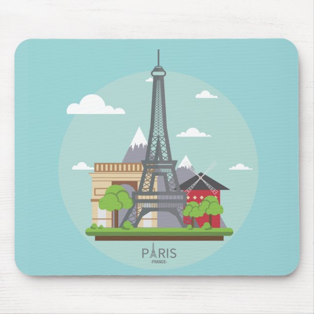 Paris France Landmarks Eiffel Tower Mouse Pad (Front)