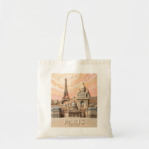 Paris France Landmarks Textured Cityscape Travel Tote Bag