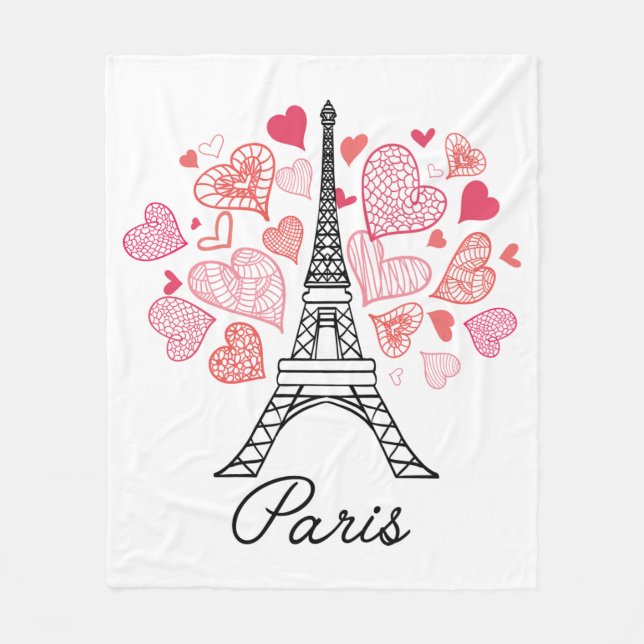 Paris, France Love Fleece Blanket (Front)