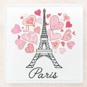 Paris, France Love Glass Coaster