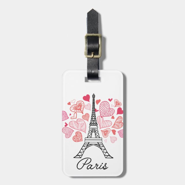 Paris, France Love Luggage Tag (Front Vertical)