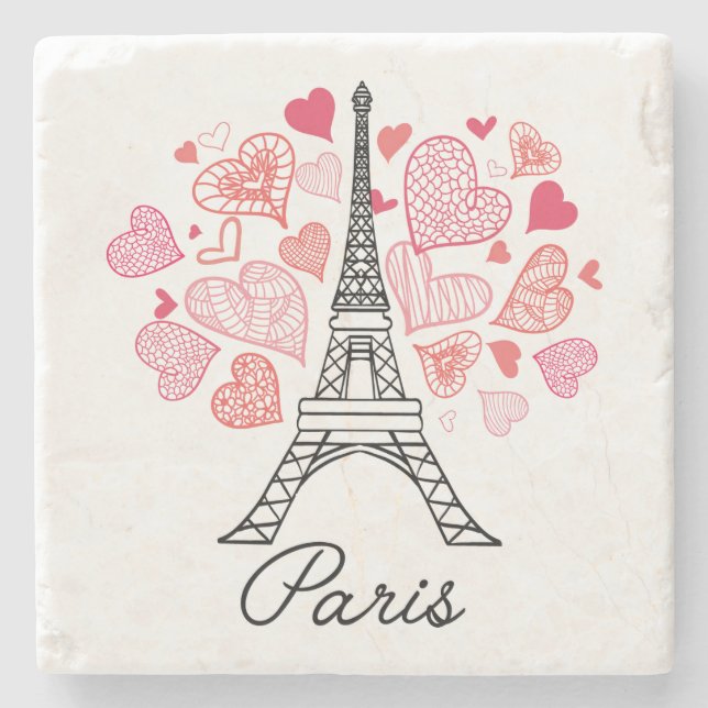 Paris, France Love Stone Coaster (Front)