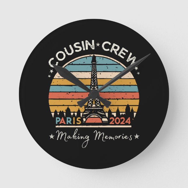 Paris France Making Memories 2024 Round Clock (Front)